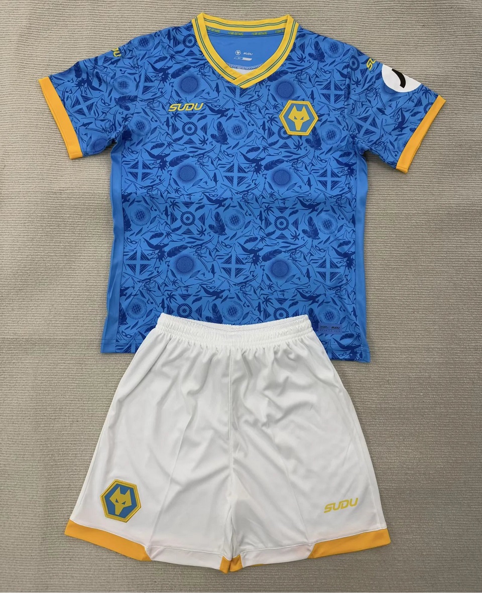 Kids-Wolves 25/26 Third Blue Soccer Jersey